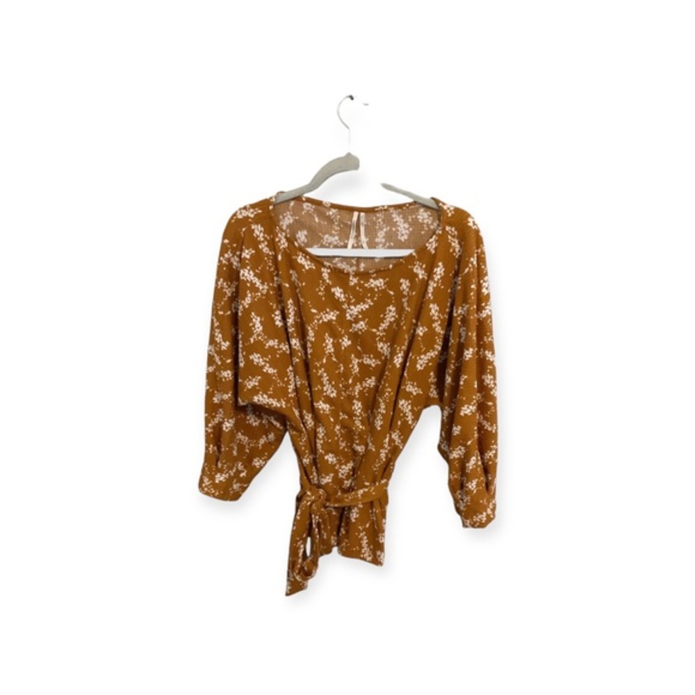 Women’s mustard, floral Anthropologie blouse, size medium